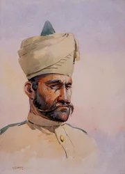 Soldado de los 40 Pathans, Malikdin Khel (Afridi), ilustración para 